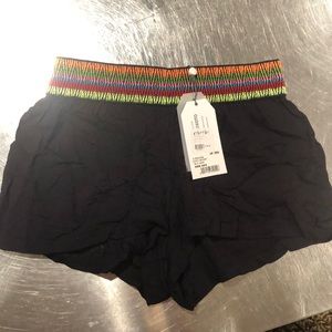 Black patterned waistband shorts